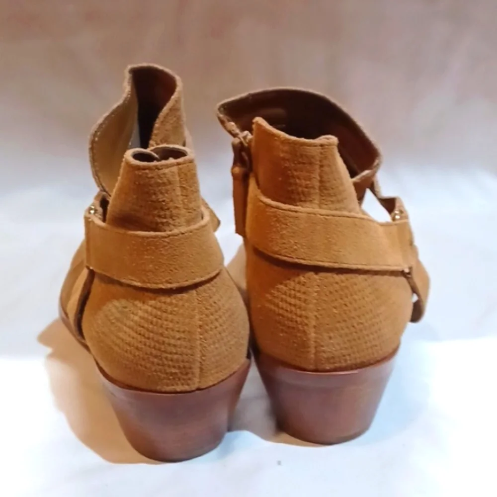 Violet & Red Womans Saddle Brown Suede Leather Ankle Boots 9.5 M‎